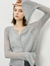 Sheer Knit Flared Sleeve Cardigan