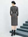 Ribbed Crewneck Long Sleeve Fitted Midi Dress