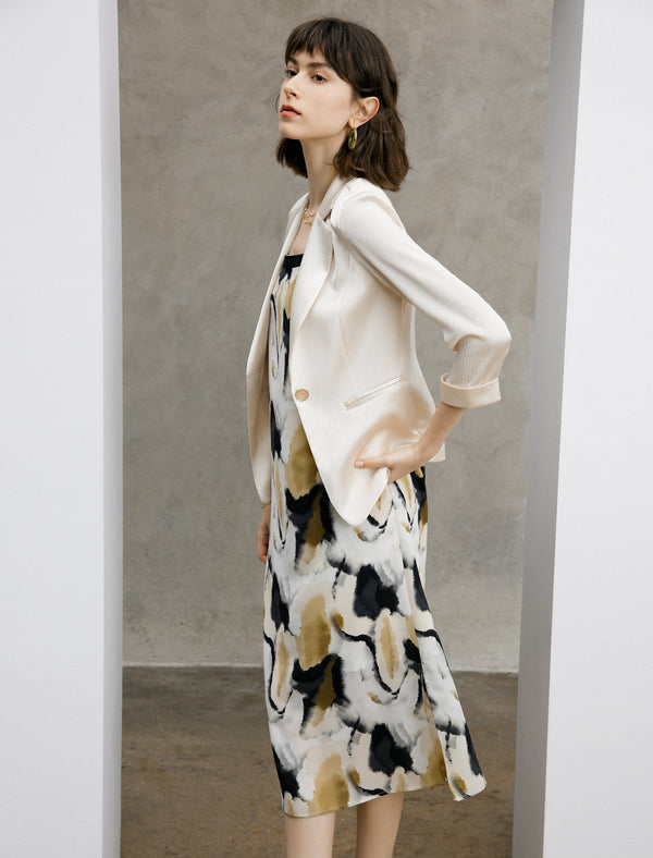 Three Quarter Sleeve Satin Blazer