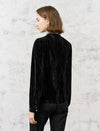 Black Velvet Embellished Button-Up Top