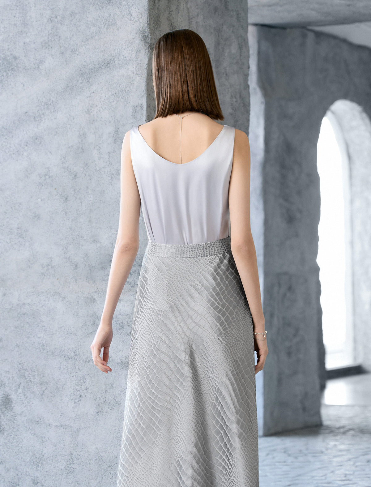 Satin V-Neck Sleeveless Top