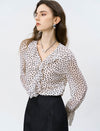 Black Polka Dot Ruffled Chiffon Blouse