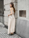 Ivory Pleated Maxi Skirt