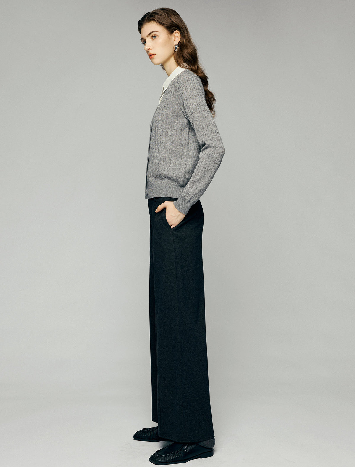 High-Waist Pocket Charm Wide-Leg Pants