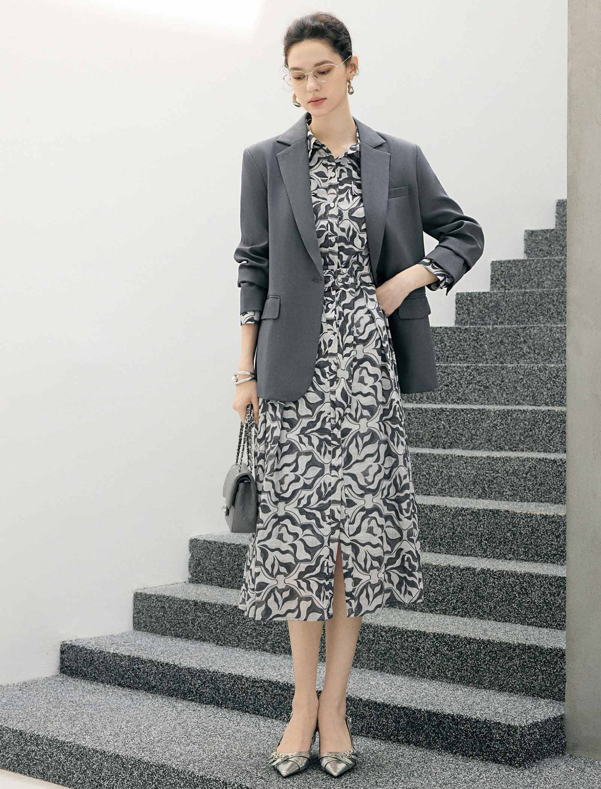 Notched Lapel Single Button Tailored Blazer