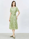 Mint Green Embroidered Tiered Midi Dress
