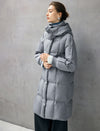 Hooded Quilted Zip-Front Ribbed-Cuff Long Puffer Coat