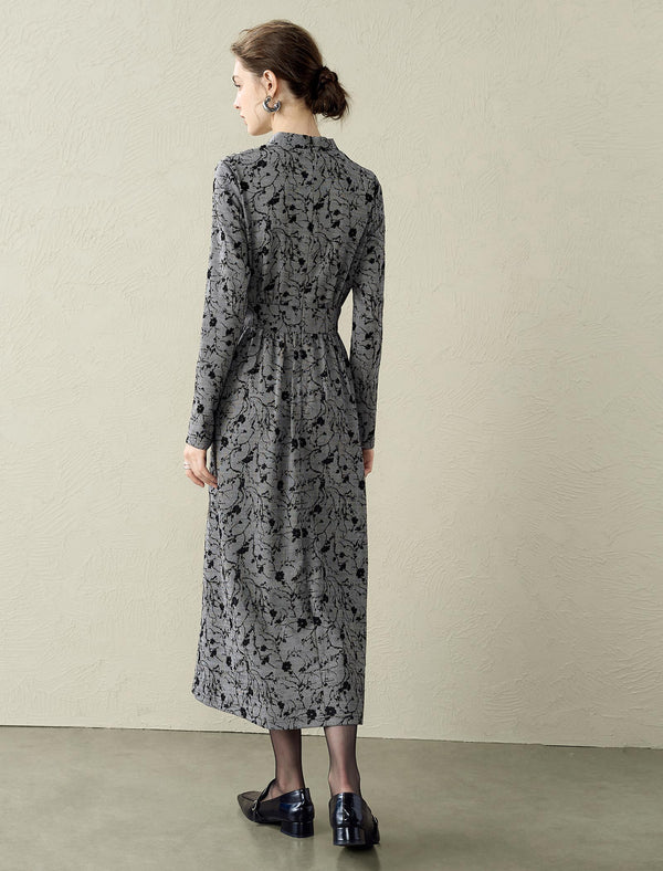 Wrap V-Neck Floral Print Midi Dress