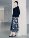 Floral Print A Line Midi Skirt