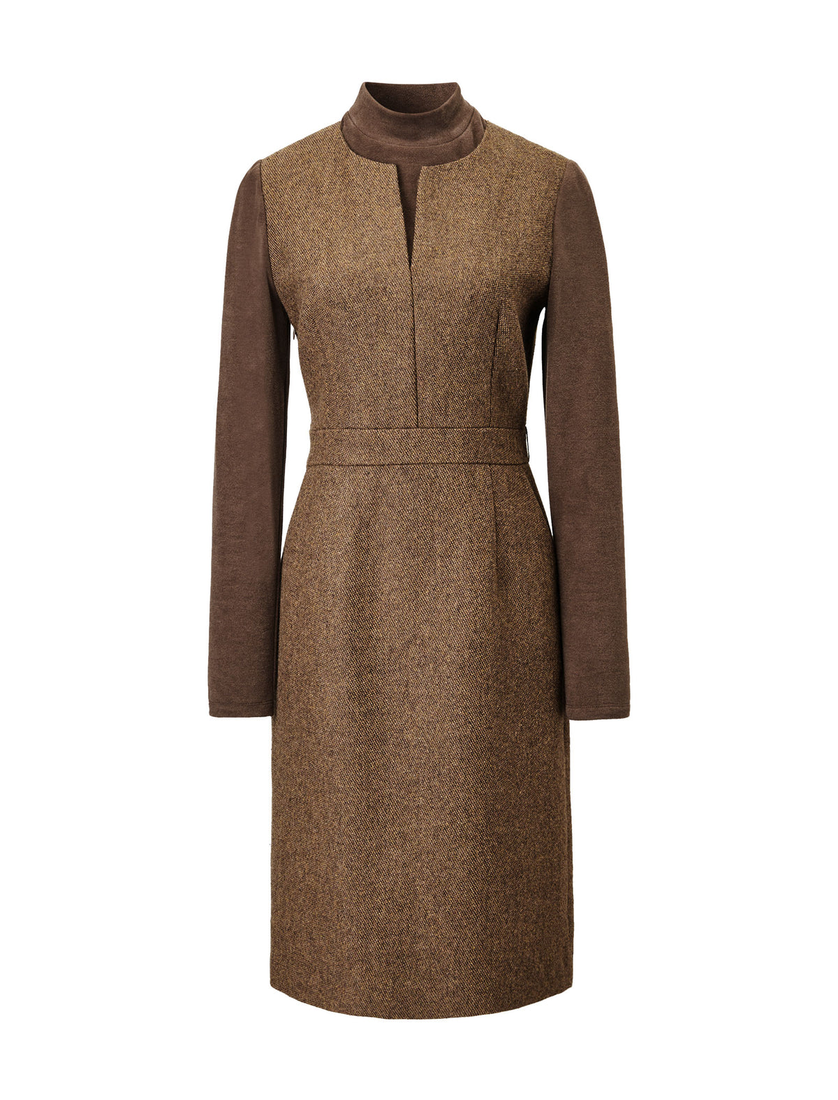 Wool-Blend Mock Two-Piece Sheath Dress