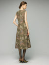 Floral Pattern Crewneck Sleeveless A-Line Midi Dress
