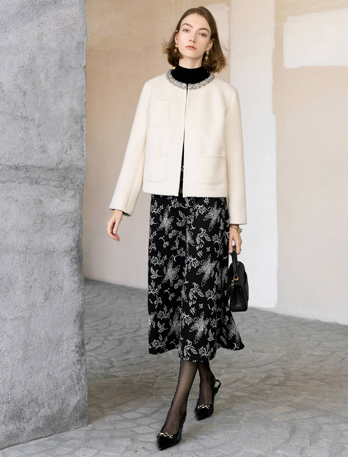 White Embellished Collar Jacket