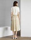 Solid Color Pleated Midi Skirt