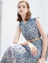 Waist-Cinched Sleeveless Shirt Pleated Dress
