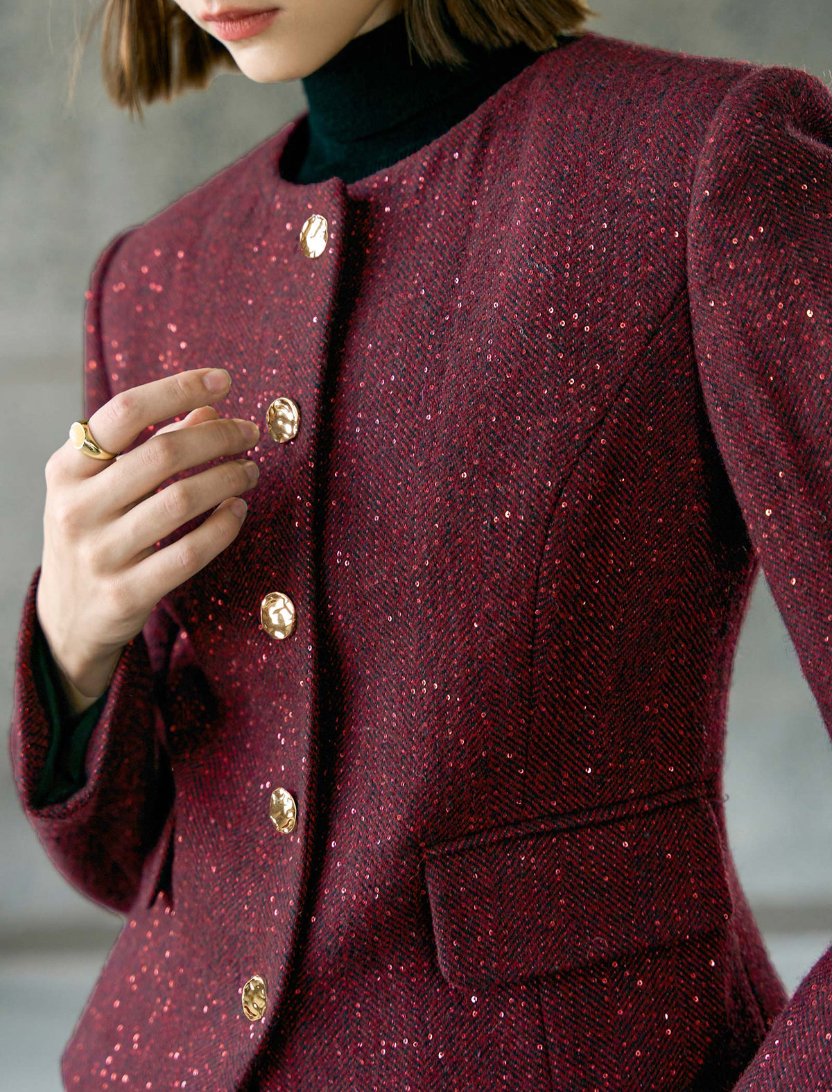 Burgundy Sequin Two‑Piece Set