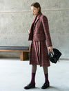 Wool Red Plaid Lapel Short Coat