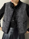 Black Trim Tweed Vest