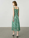 Sage Green Floral Lace Square Neck Cami Midi Dress