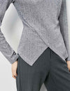 Button-Detail Asymmetric-Hem Knit Top