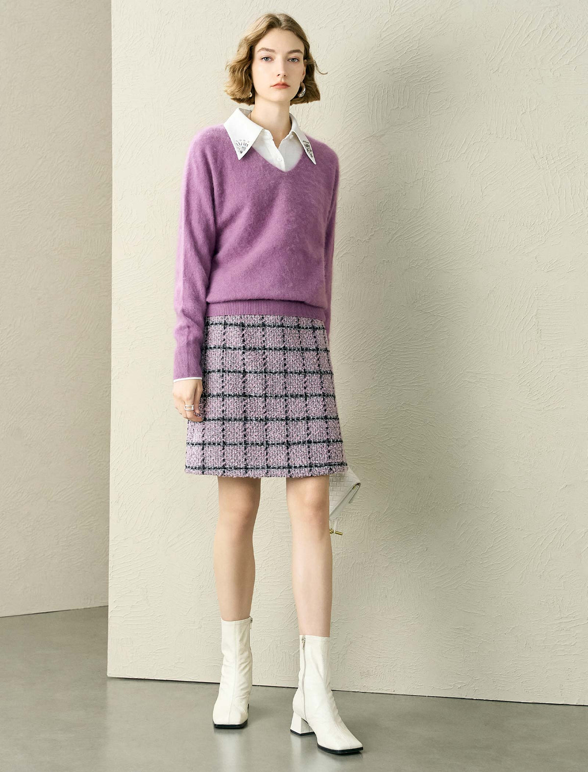 Wool Cashmere Blend V-Neck Sweater