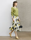 Abstract Print Flared A-Line Midi Skirt