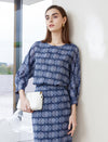 Vintage Printed Round Neck 3/4 Sleeve Blouse