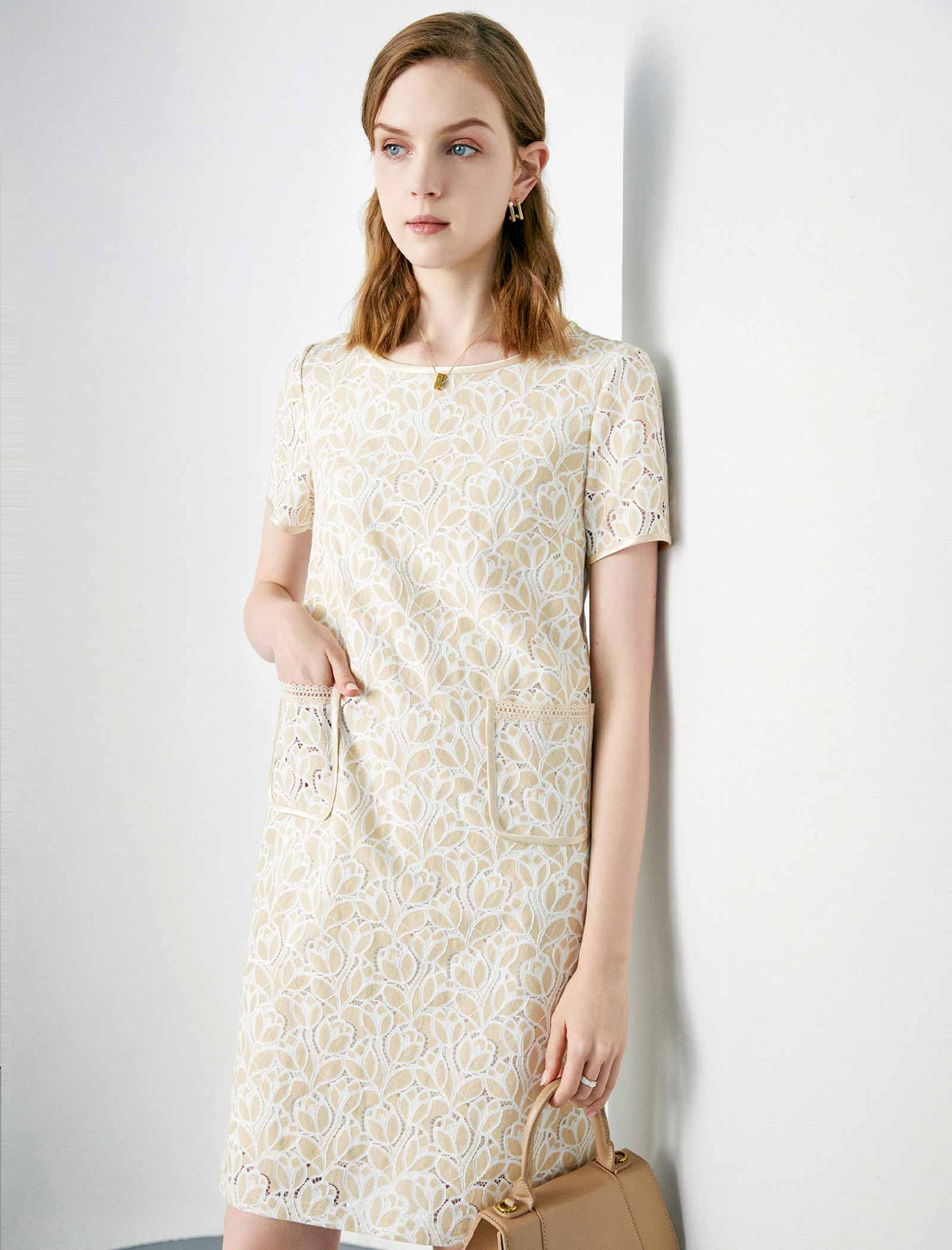 Floral Lace Straight Short Sleeve Dress