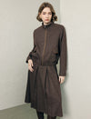 Wool Blend High-Waist Accordion-Pleated A-Line Midi Skirt