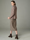 Plaid Button-Front Fitted Blazer