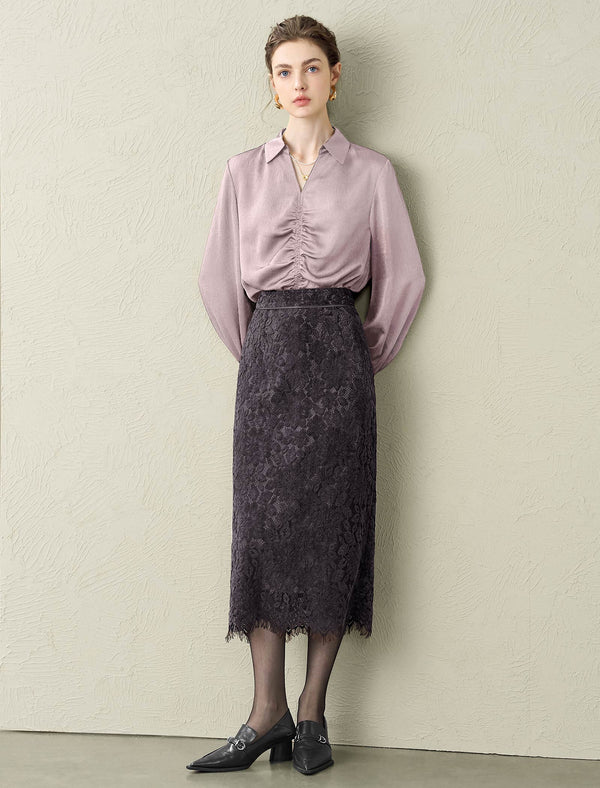 Ruched Front Collared Shirt