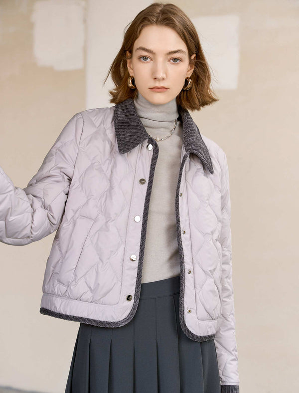 Quilted Contrast Collar And Cuffs Down Jacket
