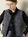 Black Trim Tweed Vest