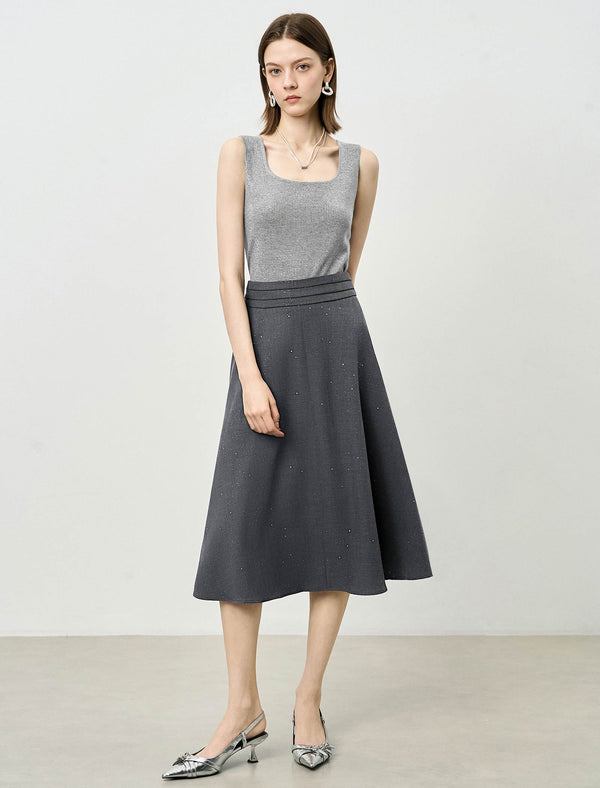 A-Line Sparkle Detail Midi Skirt
