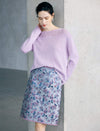 High Waist Floral Jacquard A Line Midi Skirt