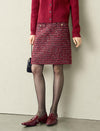 Burgundy Tweed Mini Skirt