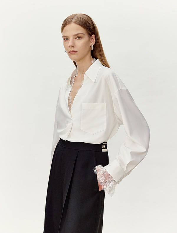 Lace Detail V-Neck Blouse