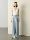 High Waisted Linen Blend Wide Leg Pants