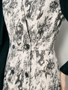 Abstract Print Embellished Collar Double-Breasted Midi Dress