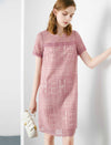 Round Neck Lace Print Dress
