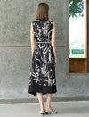 Abstract Print Sleeveless Midi Dress
