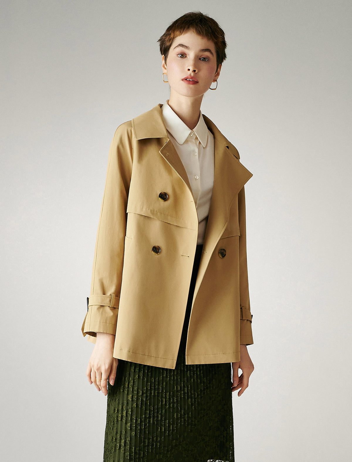Long Sleeve Double-Breasted Relaxed Trench Coat