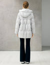 Hooded Seamless-Quilted Zip-Front Mid-Length Puffer Coat