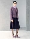 Sequin Textured Pearl Trim Round Neck Jacket