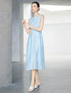 Tencel Sleeveless Lace-Waist Midi Dress