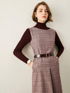 Plaid Crewneck Sleeveless Dress
