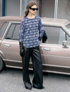 Vintage Printed Round Neck 3/4 Sleeve Blouse