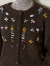 Chocolate Brown Floral Embroidered Cardigan