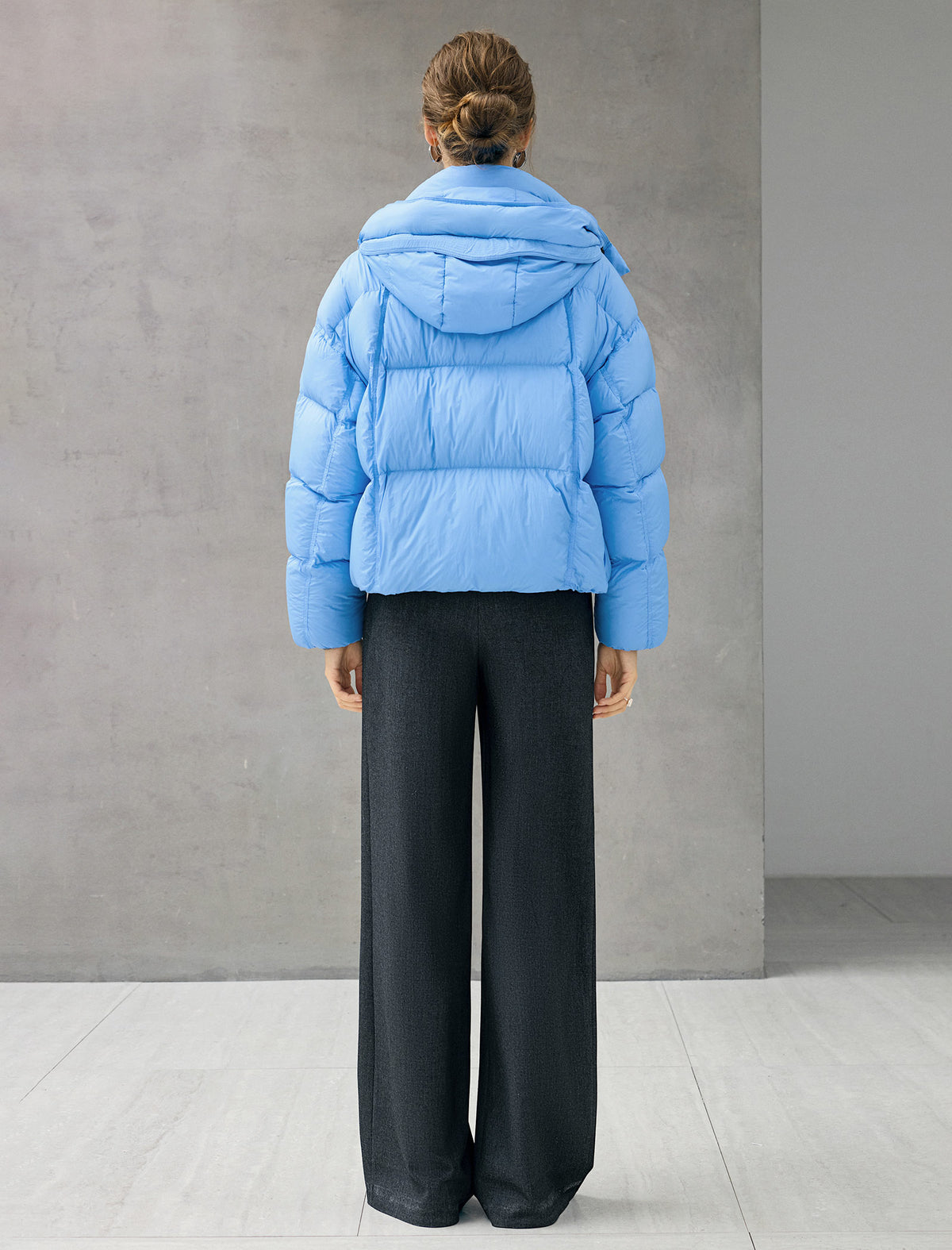 Hooded Drawstring Snap-Front Pocket Cropped Puffer Jacket