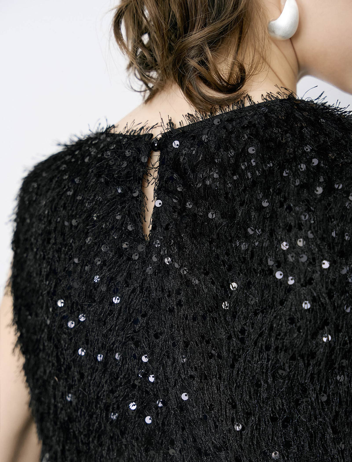 Black Sequin Sleeveless Midi Dress