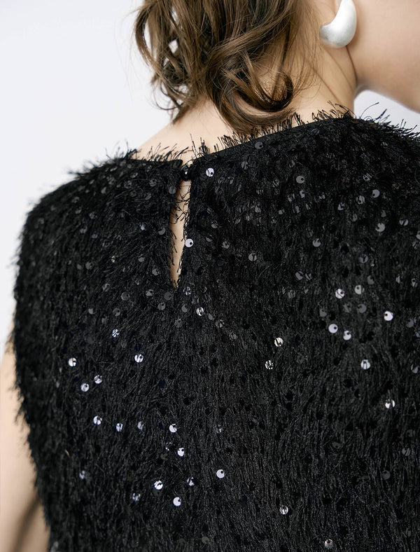 Black Sequin Sleeveless Maxi Dress